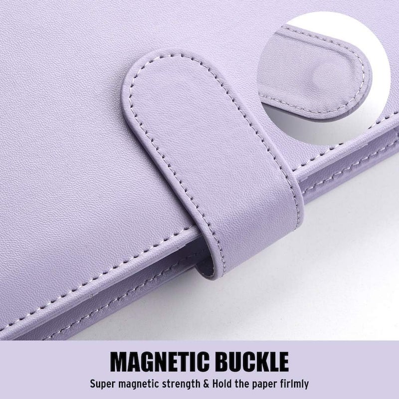 Sooez A5 Notebook Photocard Binder  6 Budget Binder Ring Planner  Stylish Loose Leaf Personal Organizer Binder Cover with Magnetic Buckle  PU Leather Binder Women with Macaron Colors (Red) - Image 5